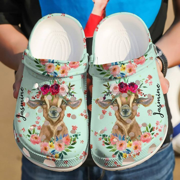 Goat Personalized Floral Crocs Clog Shoes