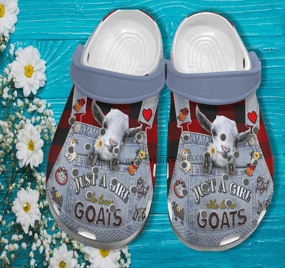 Goats Girl Jean Bag Croc Shoes Grandaughter- Just A Girl Love Goats Shoes Croc Clogs Birthday Gift