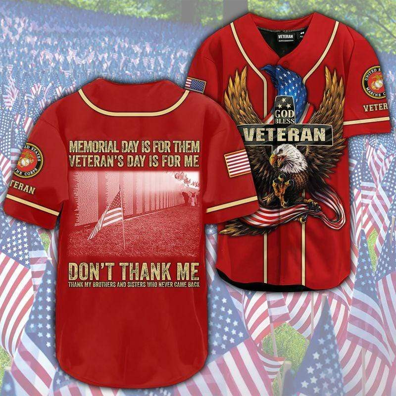God Bless Eagle Veteran Us Marine Corps Personalized 3d Baseball Jersey kv