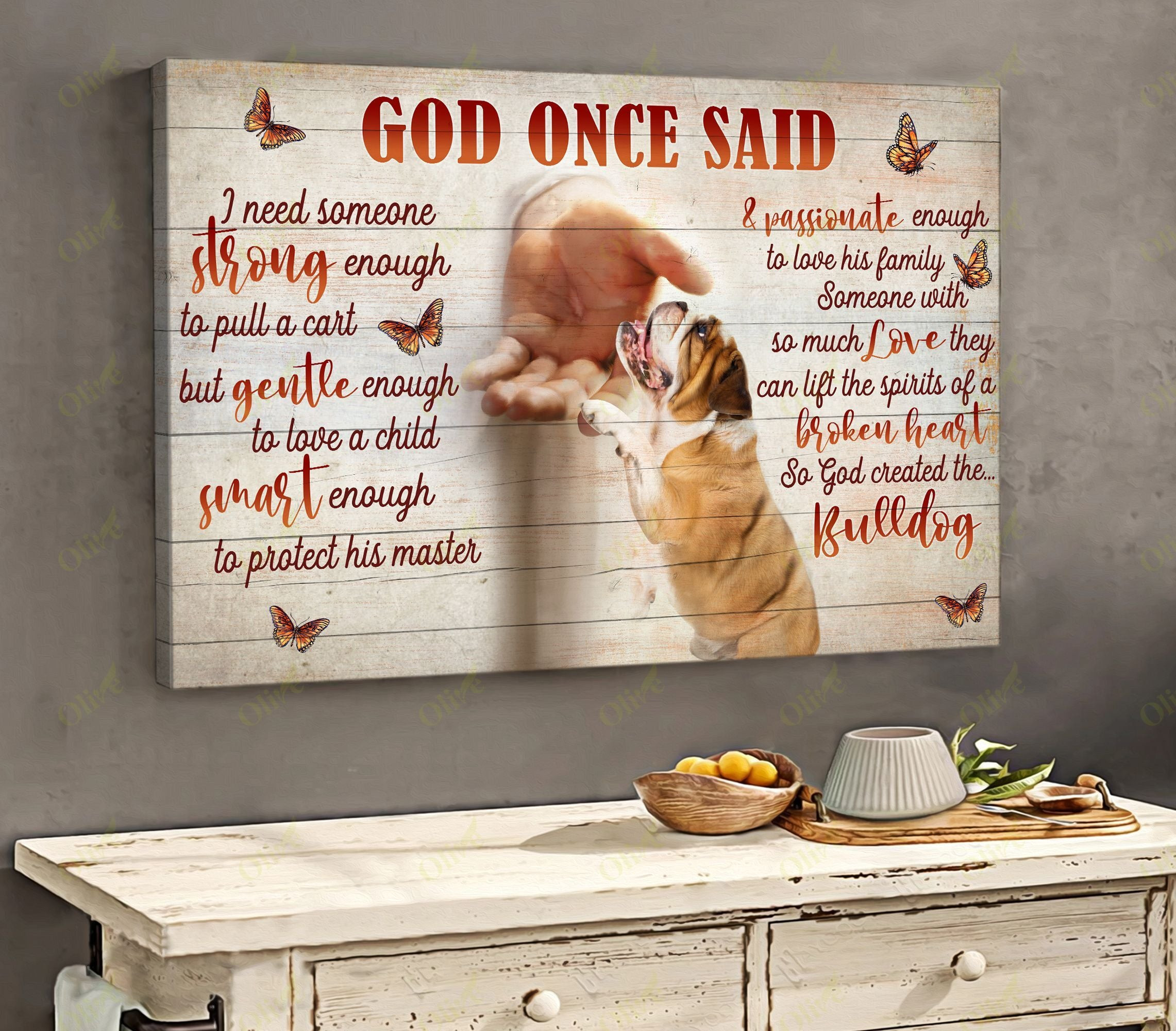 God Created The English Bulldog 2 Poster And Canvas Art Wall Decor