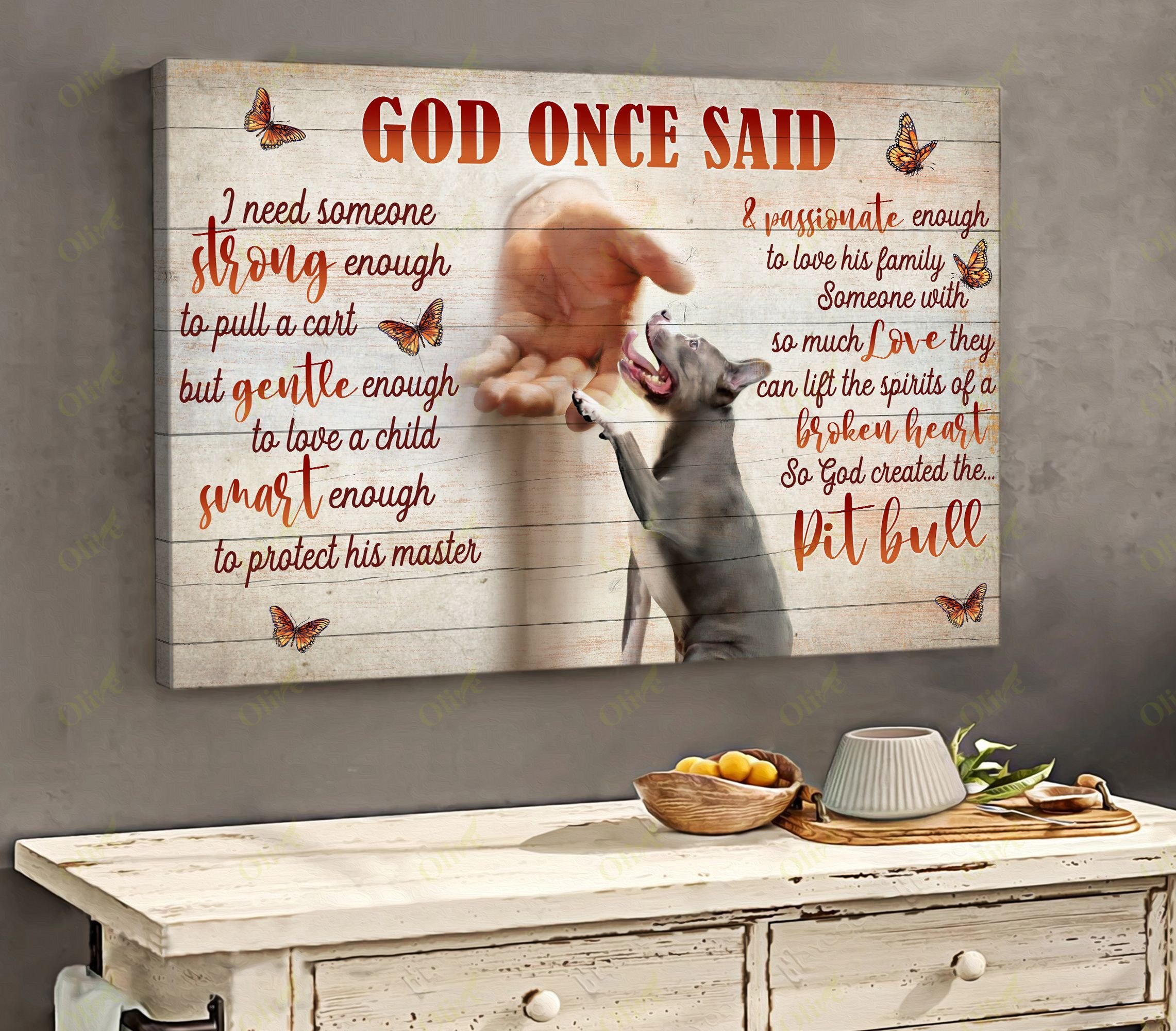 God Created The Pit Bull 2 Poster And Canvas Art Wall Decor