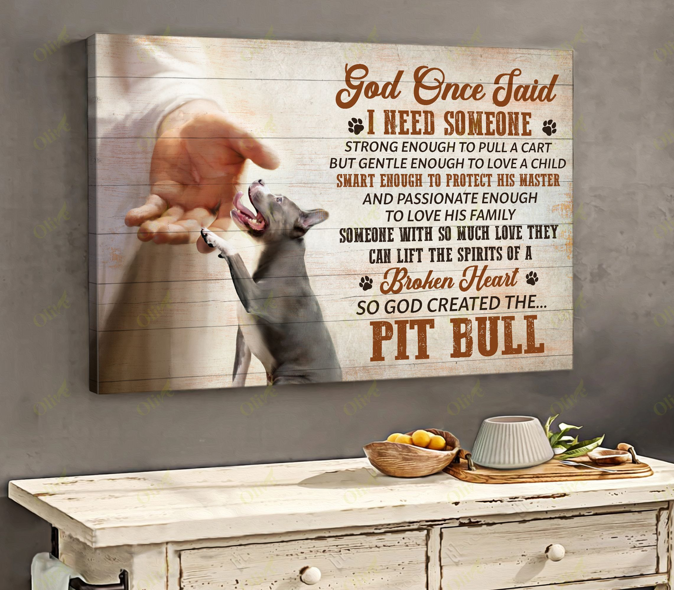 God Created The Pit Bull Poster And Canvas Art Wall Decor