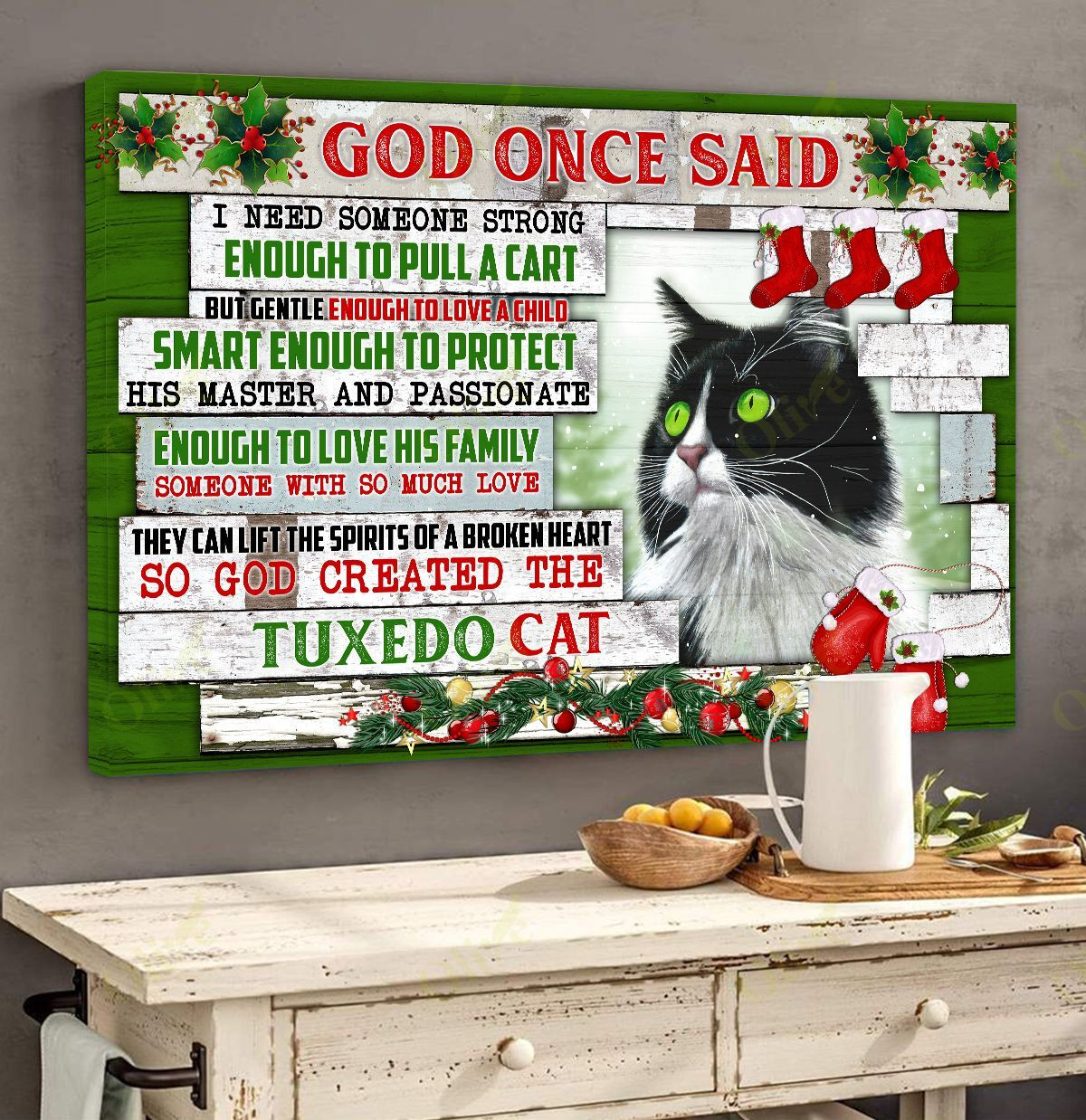 God Created The Tuxedo Cat Poster And Canvas Art Wall Decor