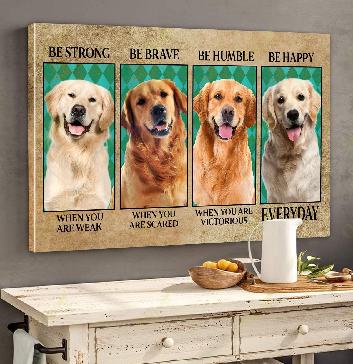 Golden Retriever - Be Happy Every Day Poster And Canvas Art Wall Decor