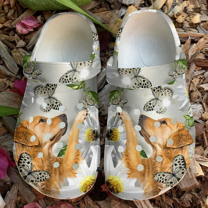 Golden Retriever Daisy Crocs Clog Shoes