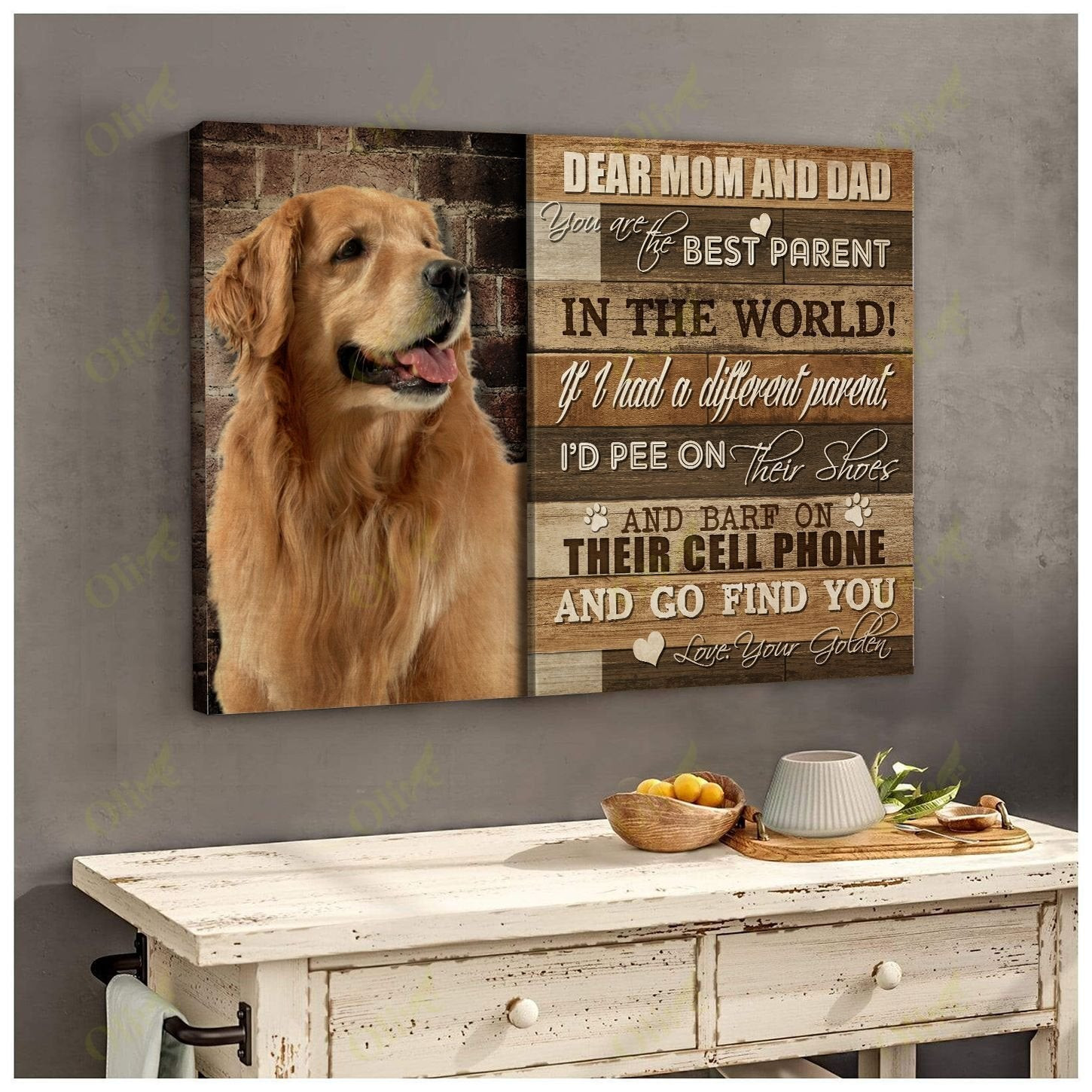 Golden Retriever - Dear Mom And Dad Poster And Canvas Art Wall Decor