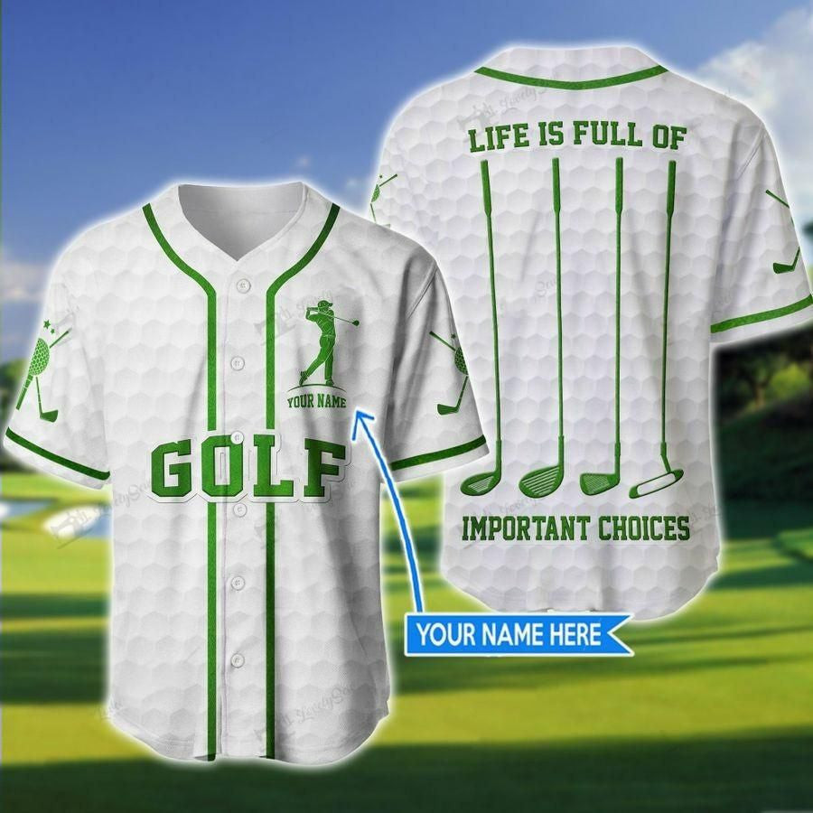 Golf Important Choices Green Personalized Baseball Jersey