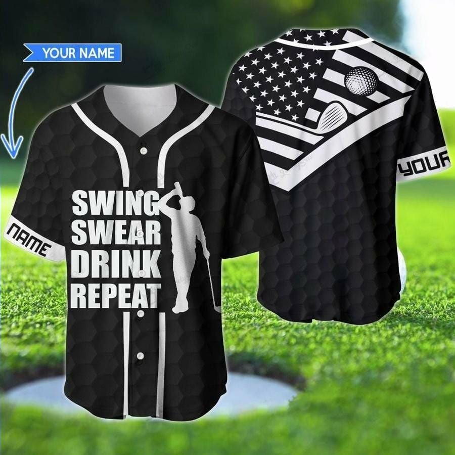 Golfer And Drink Custom Name Baseball Jersey