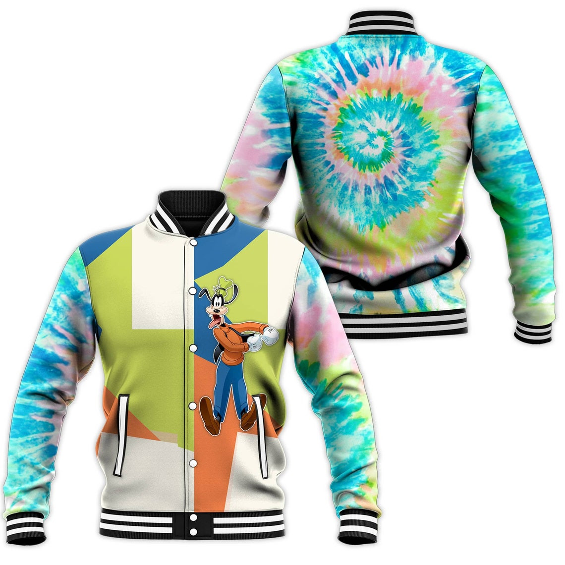 Goofy Disney Cartoon Personalized Baseball Jacket for Men Women