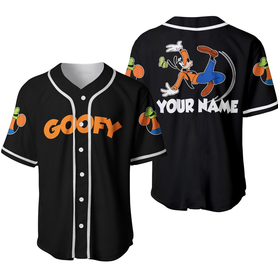 Goofy Dog Black Orange Disney Unisex Cartoon Custom Baseball Jersey Personalized Shirt Men Women