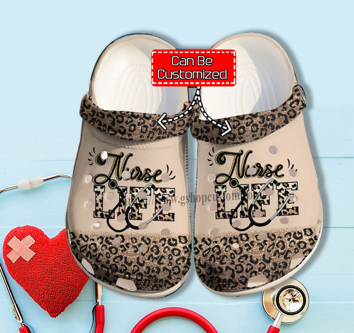Grandma Nurse Love Leopard Skin Crocs Shoes Gift Mother Day - Nurse Life Shoes Croc Clogs Customize