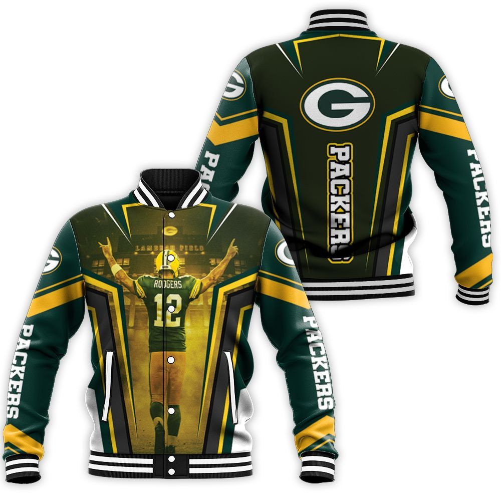 Green Bay Packers Aaron Rodgers 12 For Fans Baseball Jacket for Men Women