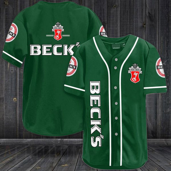 Green Becks Beer Baseball Jersey