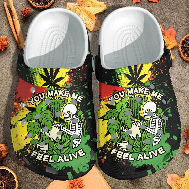 Green Plant Skull Tattoo Shoes You Make Me Feel Alive Crocs Clogs Gift For Men Women