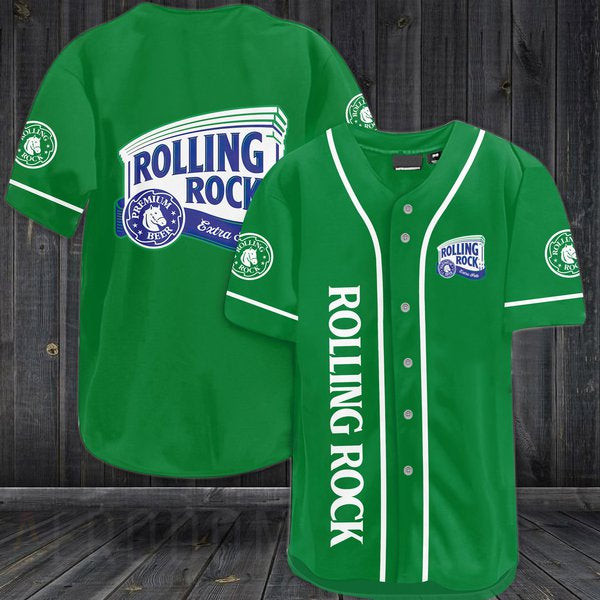 Green Rolling Rock Beer Baseball Jersey