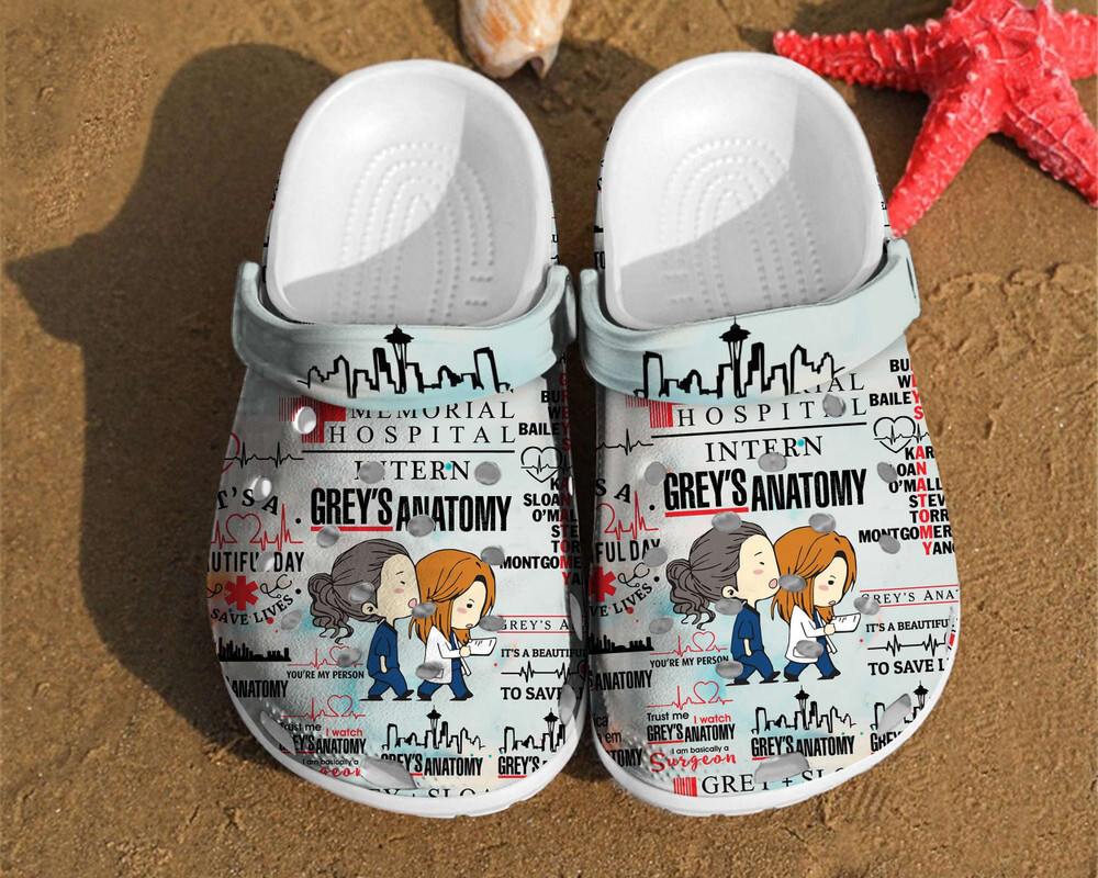 Grey Anatomy Nurse Pattern Comfortable Gift For Lover Rubber Crocs Clog Shoes Comfy Footwear