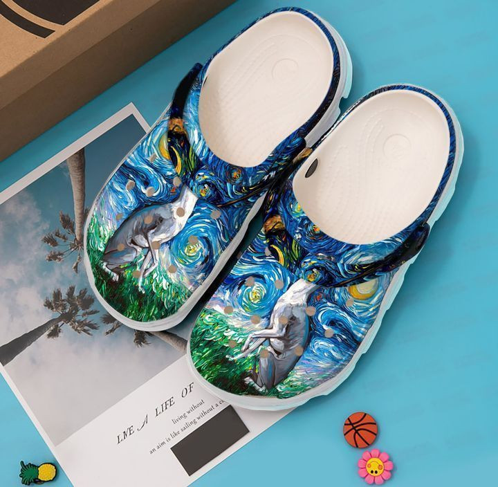 Greyhound Starry Night Crocs Classic Clogs Shoes