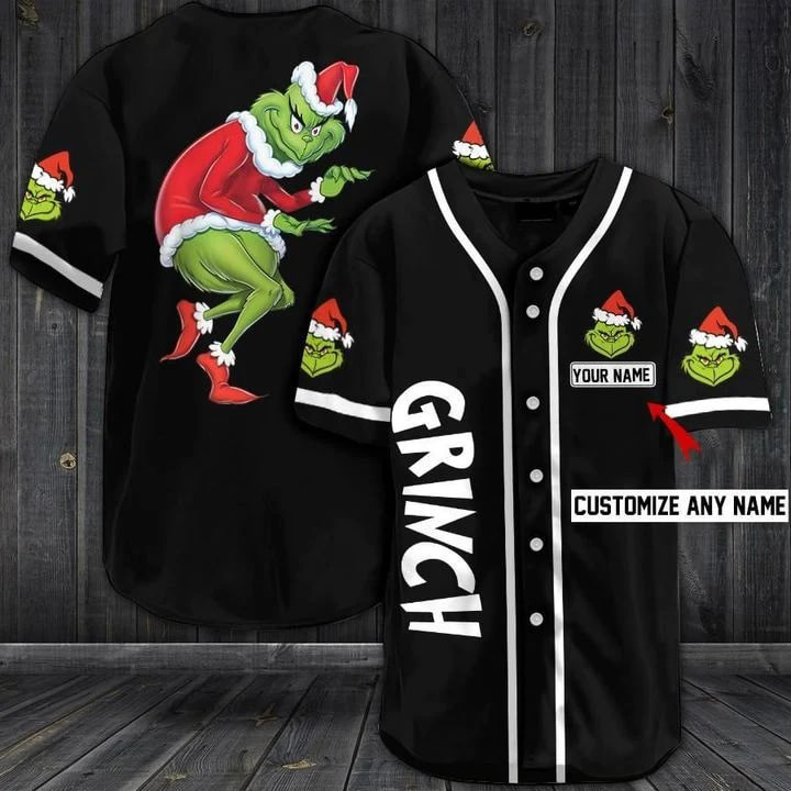 Gri-nch Christmas Custom Name Baseball Jersey