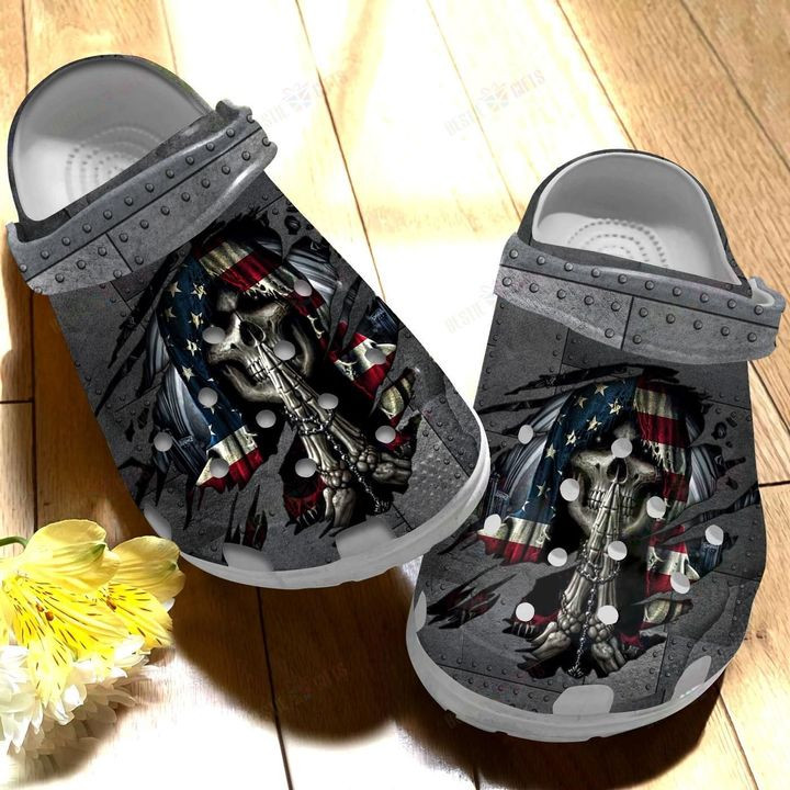 Grim Reaper Us Flag Crocs Classic Clogs Shoes