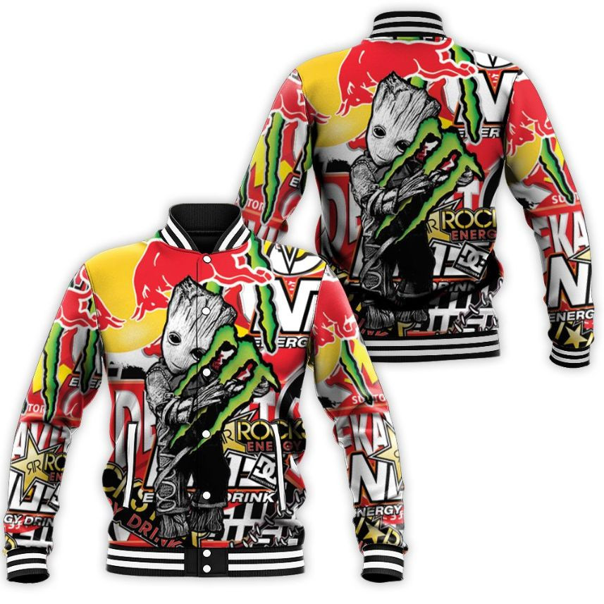 Groot Monster Energy Full 3d Baseball Jacket for Men Women