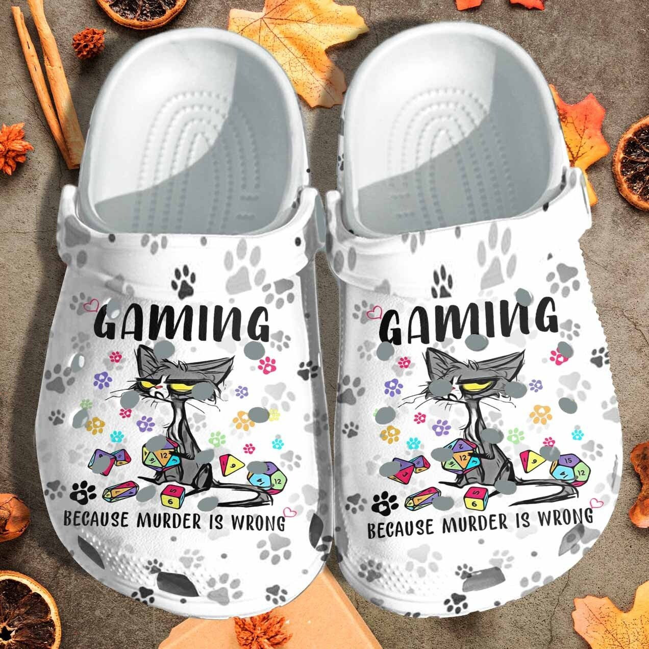 Grumpy Cat Custom Crocs Shoes Clogs - Gaming Because Murder Is Wrong Outdoor Crocs Shoes Clogs