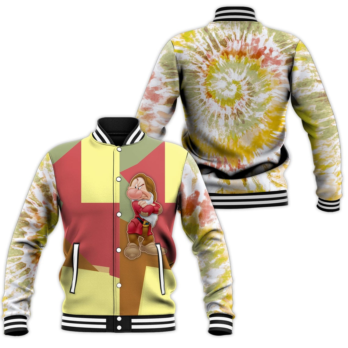 Grumpy Disney Cartoon Personalized Baseball Jacket for Men Women