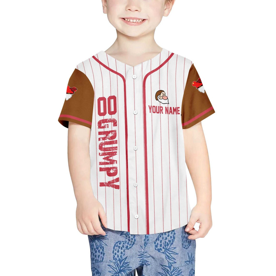 Grumpy Dwarf Disney Unisex Cartoon Custom Baseball Jersey Personalized Shirt Kid Youth Men Women