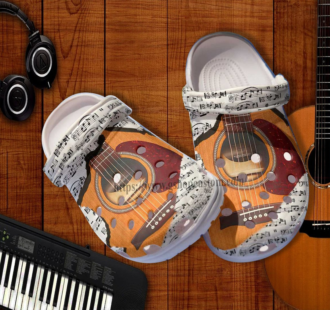 Guitarist Music Lyrics Croc Shoes Gift Men Women- Guitar Lover 3D Shoes Croc Clogs Gift Birthday