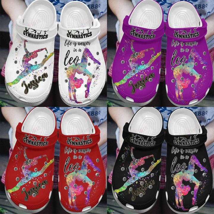 Gymnast Personalized White Sole Leo Girl Crocs Classic Clogs Shoes