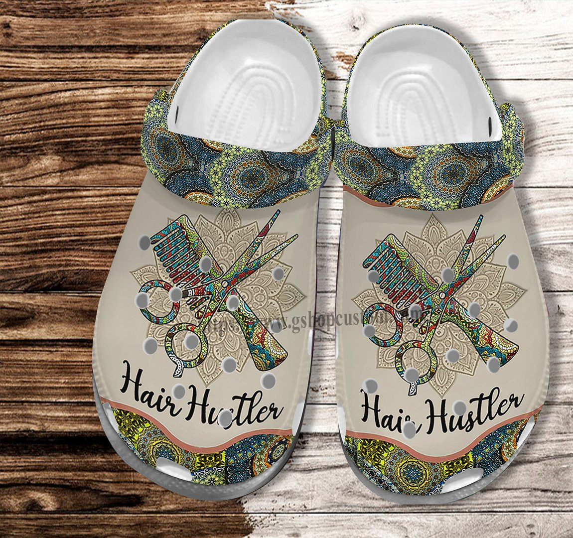 Hair Hustler Hippie Boho Croc Shoes For Women- Hair Stylist Peace Hippie Shoes Croc Clogs