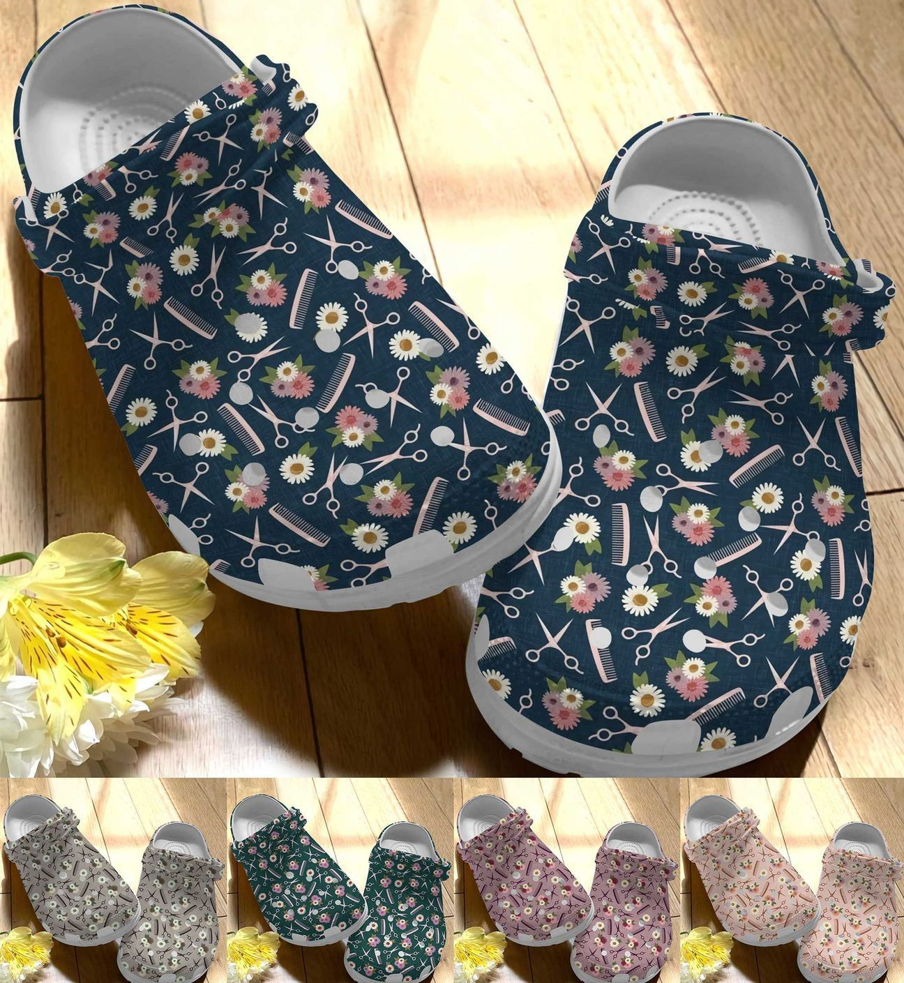 Hairstylist Personalize Clog Custom Crocs Fashionstyle Comfortable For Women Men Kid Print 3D Whitesole Flower