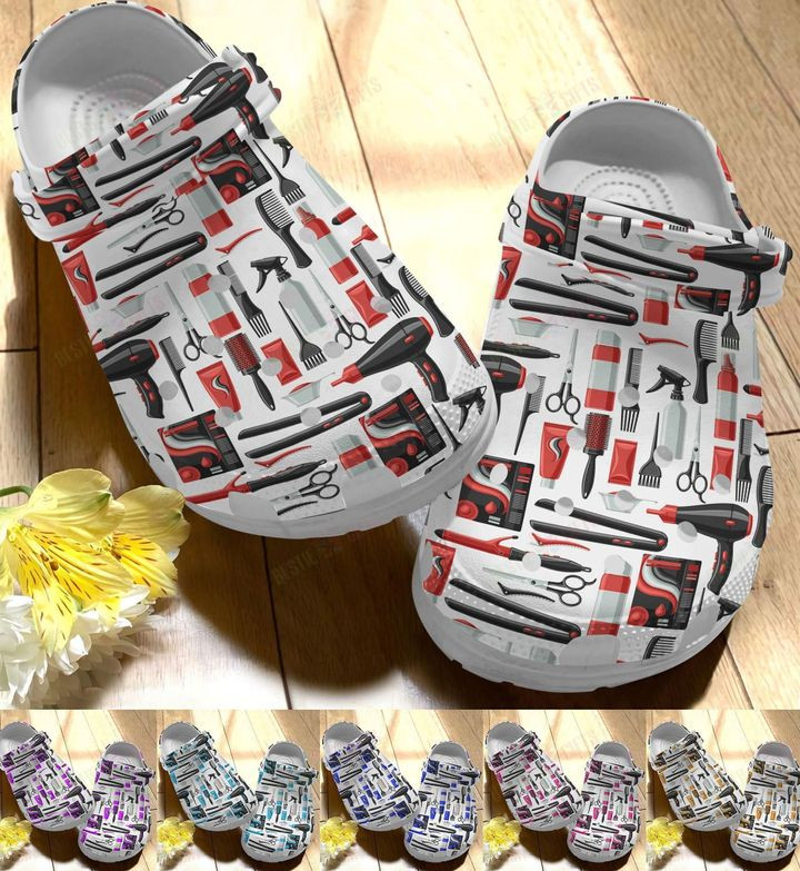 Hairstylist White Sole Hairstylist Pattern 2 Crocs Classic Clogs Shoes PANCR0486