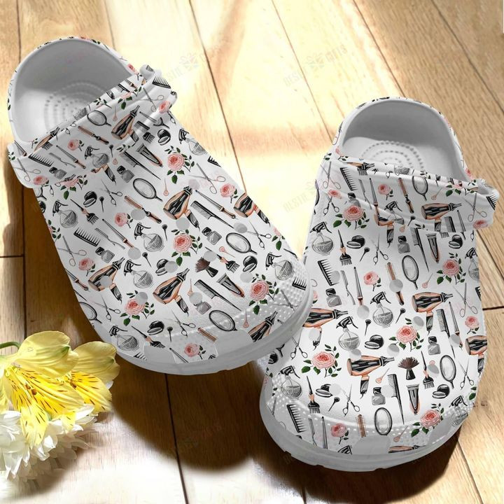 Hairstylist White Sole Hairstylist Pattern Crocs Classic Clogs Shoes