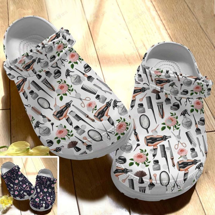 Hairstylist White Sole Hairstylist Pattern Crocs Classic Clogs Shoes