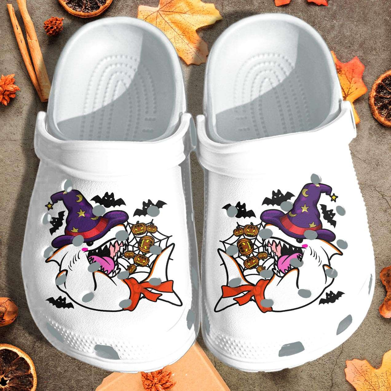 Halloween Angry Shark Cosplay Ghost Crocs Crocband Clogs Shoes
