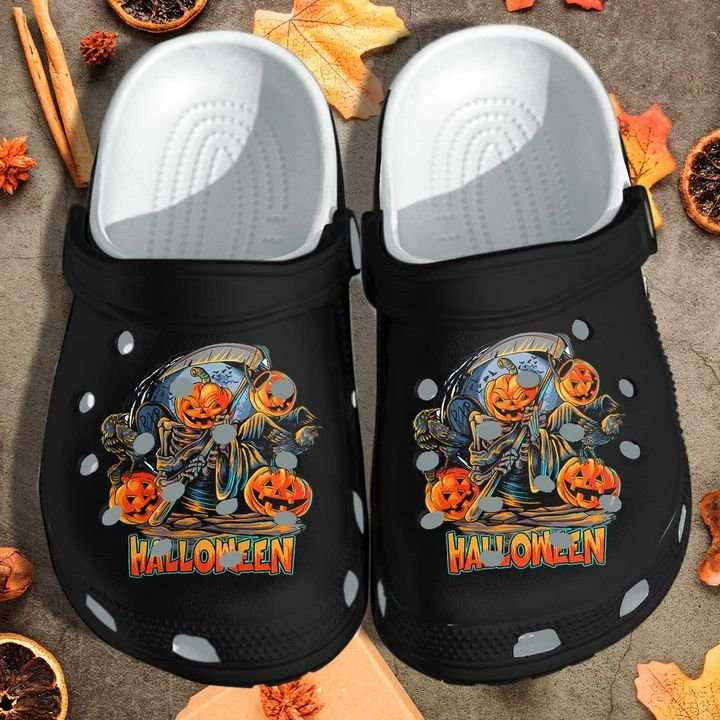 Halloween Black Ghost Pumpkins Crocs Crocband Clogs
