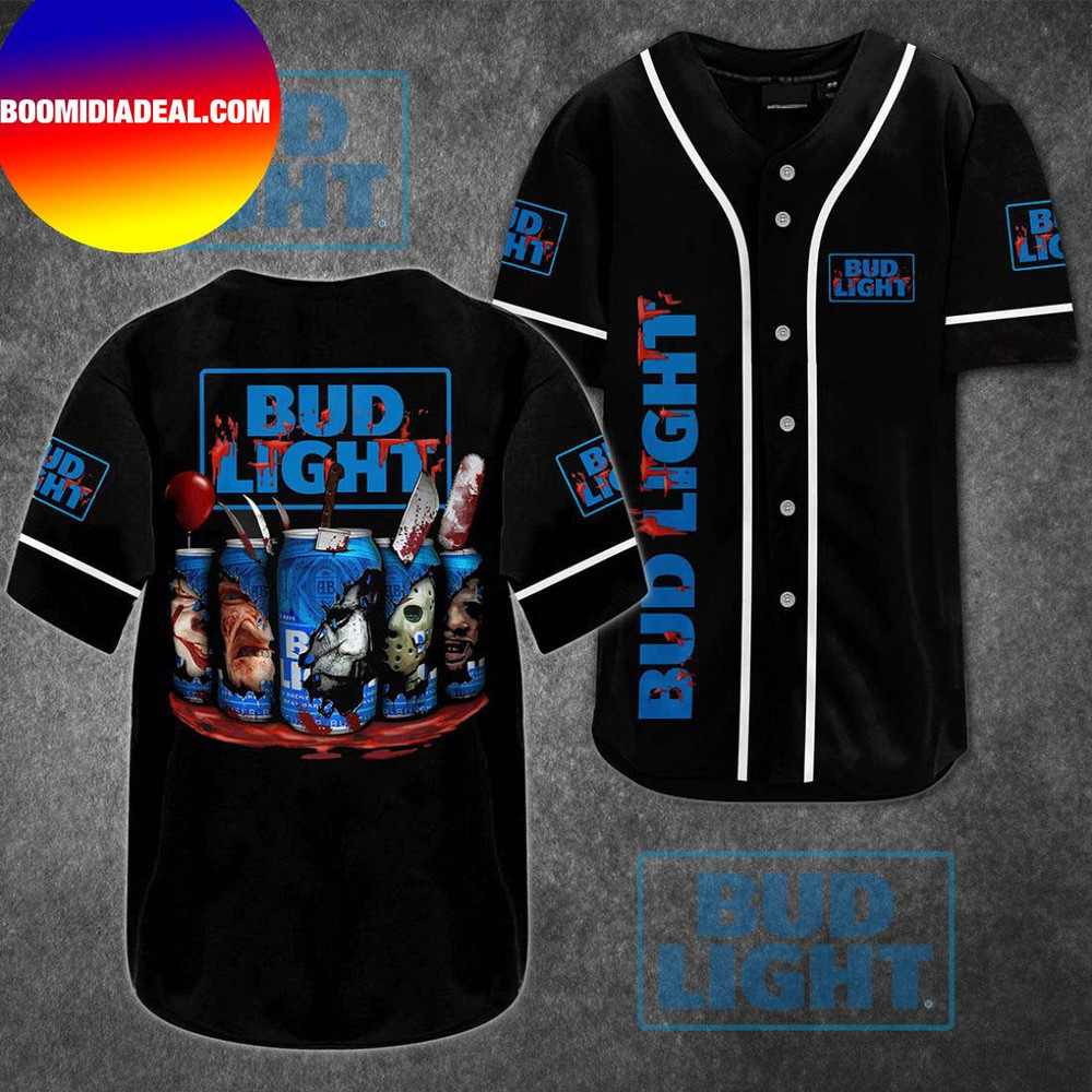 Halloween Bud Light Horror Baseball Jersey, Unisex Jersey Shirt for Men Women