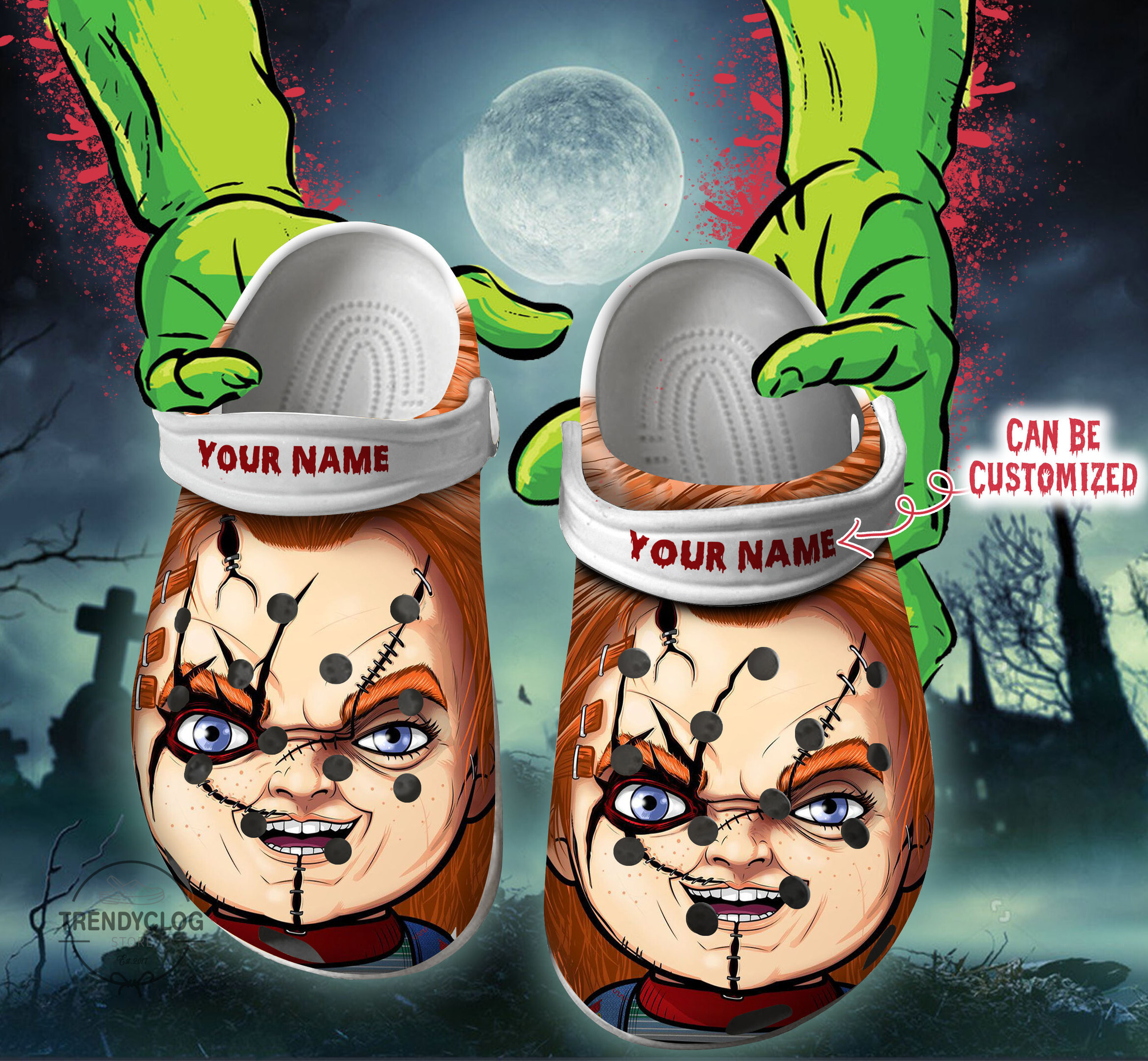 Halloween Crocs - Personalized Chucky Face Halloween Clog Shoes