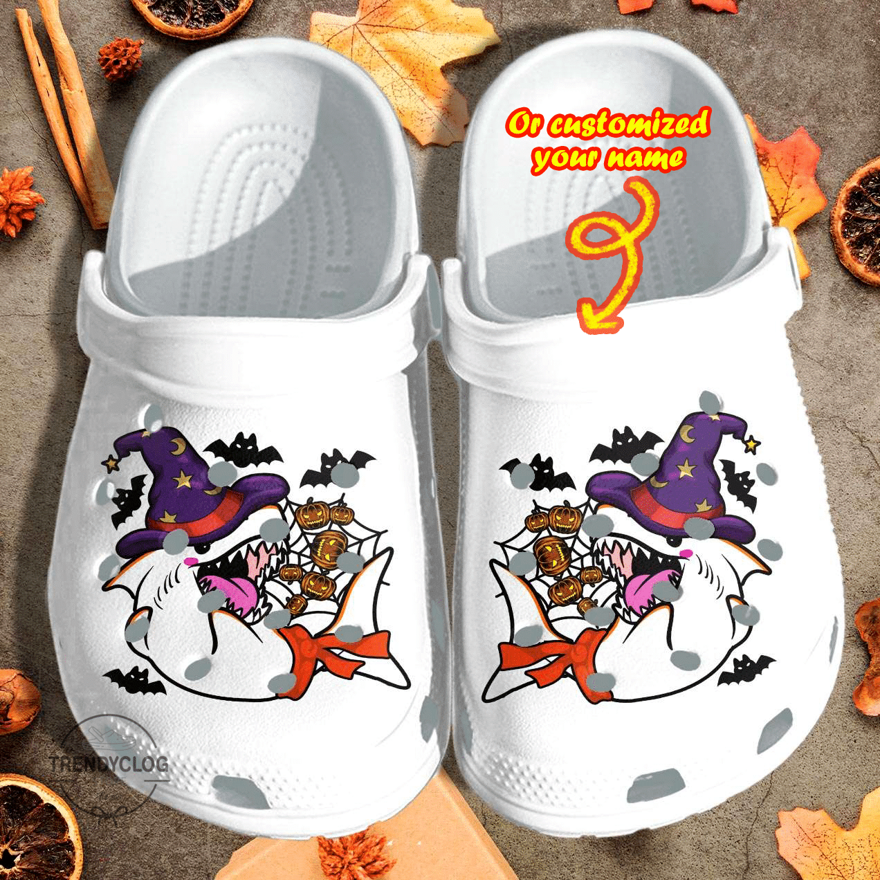 Halloween Crocs - Personalized Halloween Angry Shark Cosplay Ghost Clog Shoes