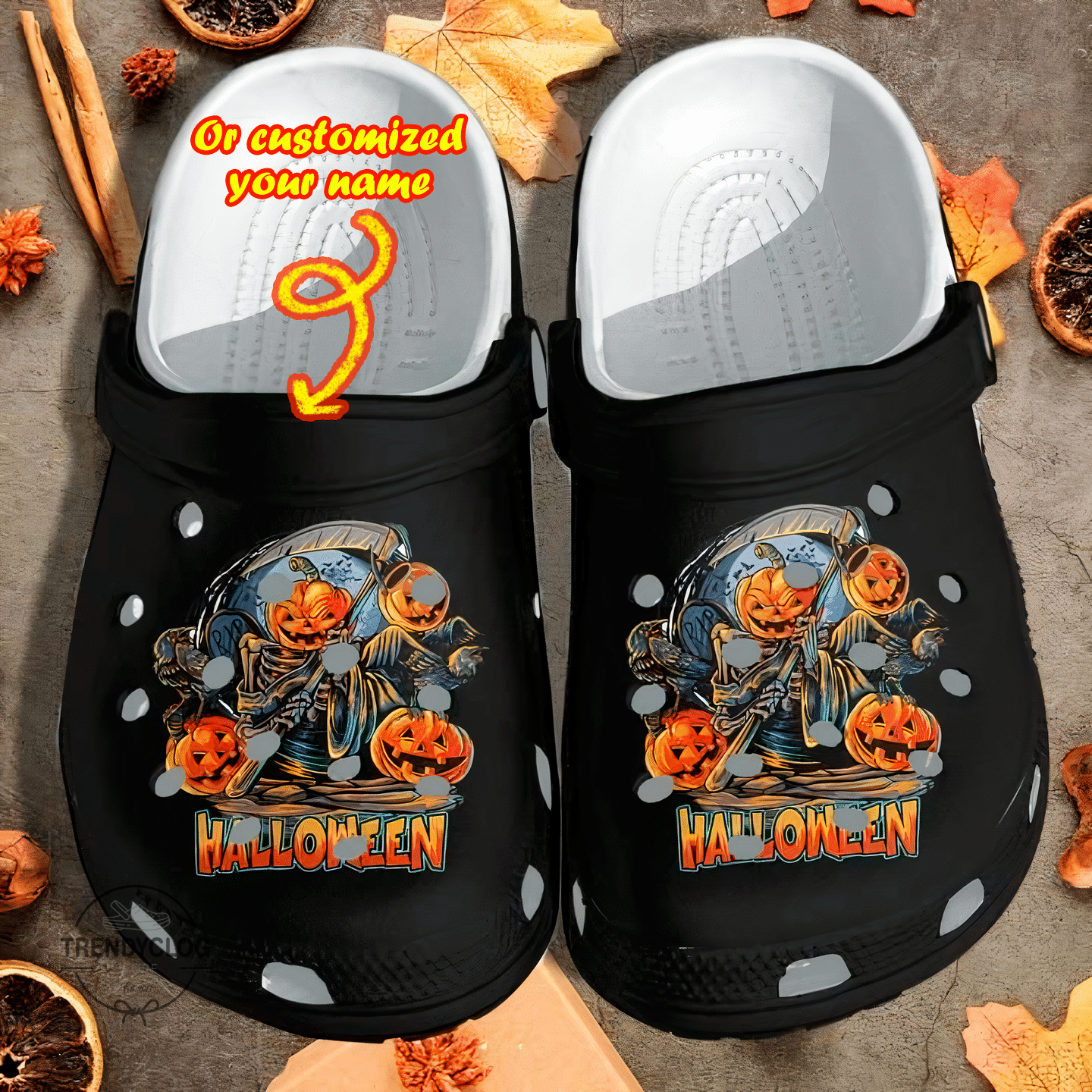 Halloween Crocs - Personalized Halloween Black Ghost Pumpkins Clog Shoes