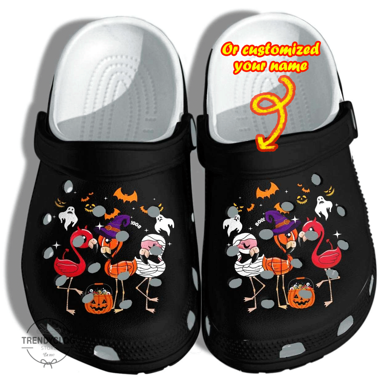 Halloween Crocs - Personalized Halloween Flamingo Witch Ghost Mummy Clog Shoes