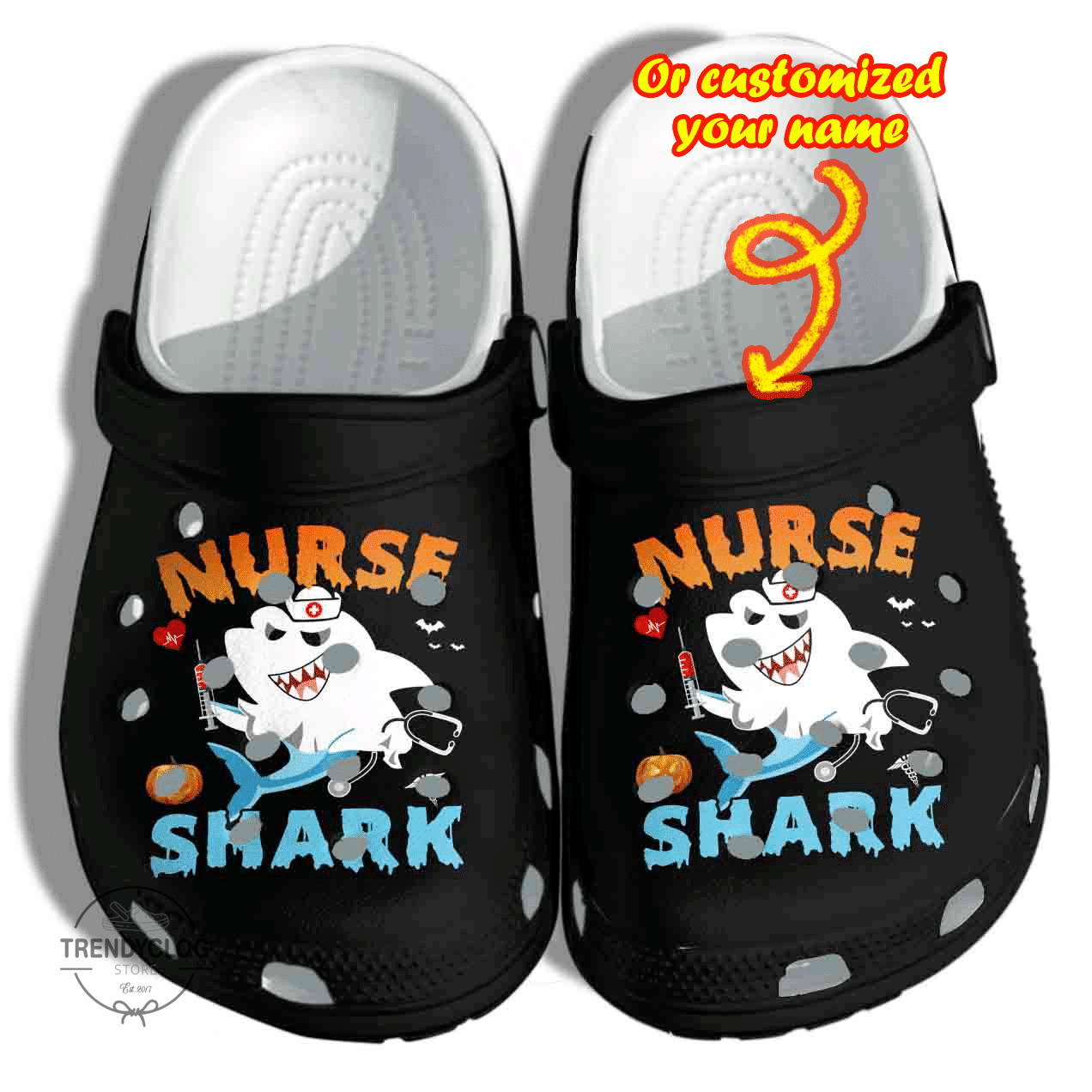 Halloween Crocs - Personalized Halloween Nurse Shark Boo Costume Clog Shoes