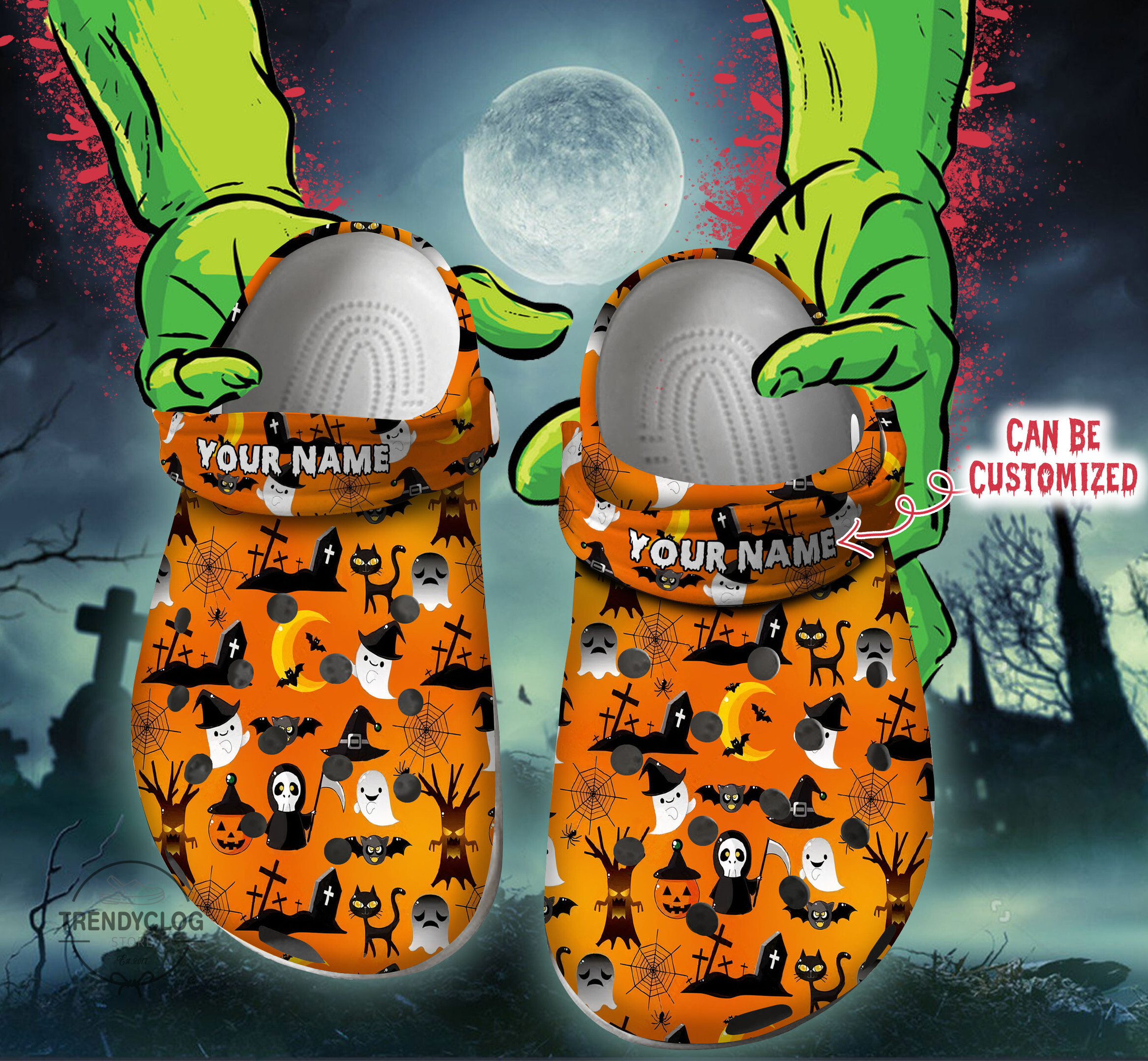 Halloween Crocs - Personalized Halloween Seamless Pattern Clog Shoes