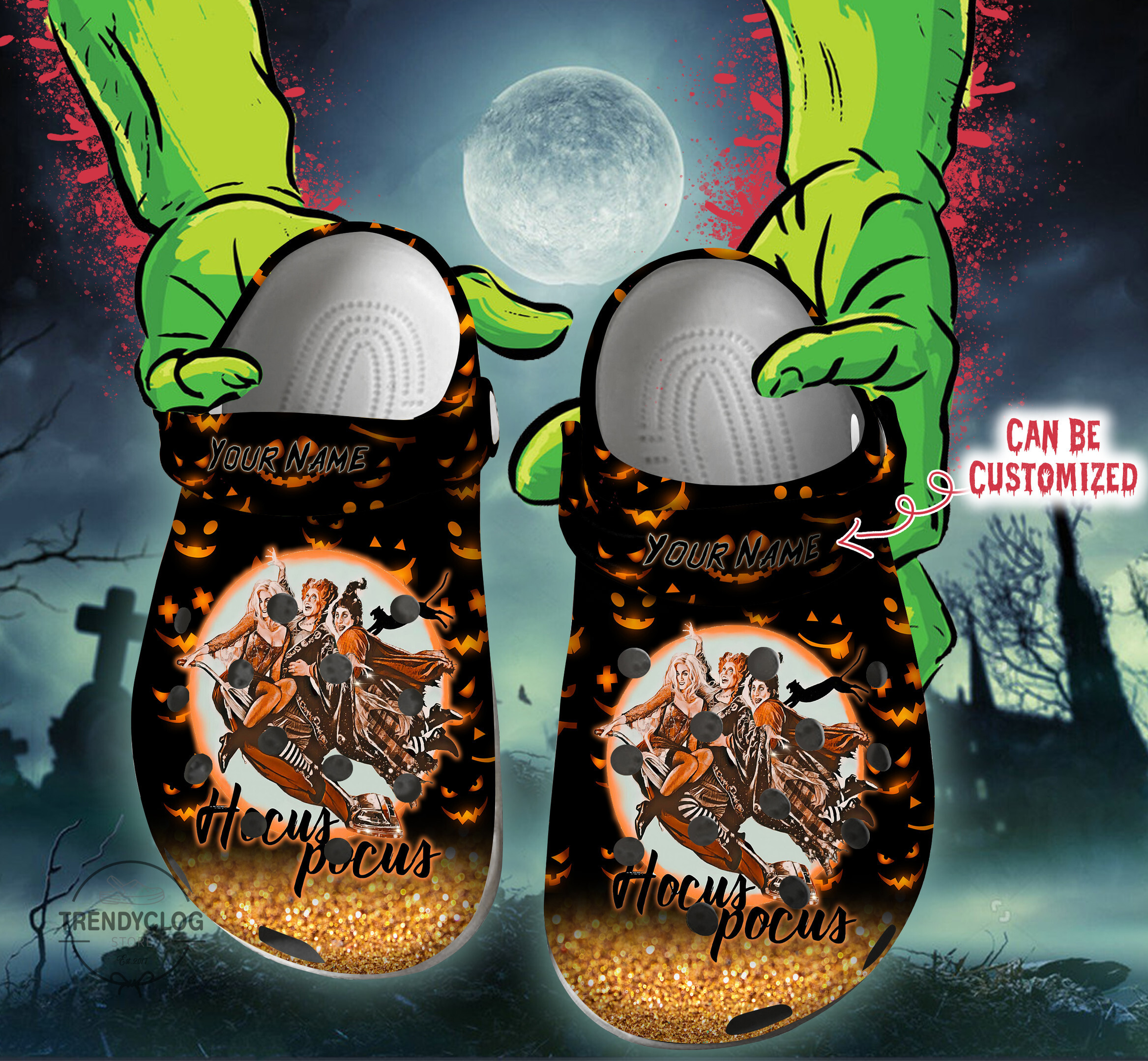 Halloween Crocs – Personalized Hocus Pocus Sanderson Sisters Clog Shoes