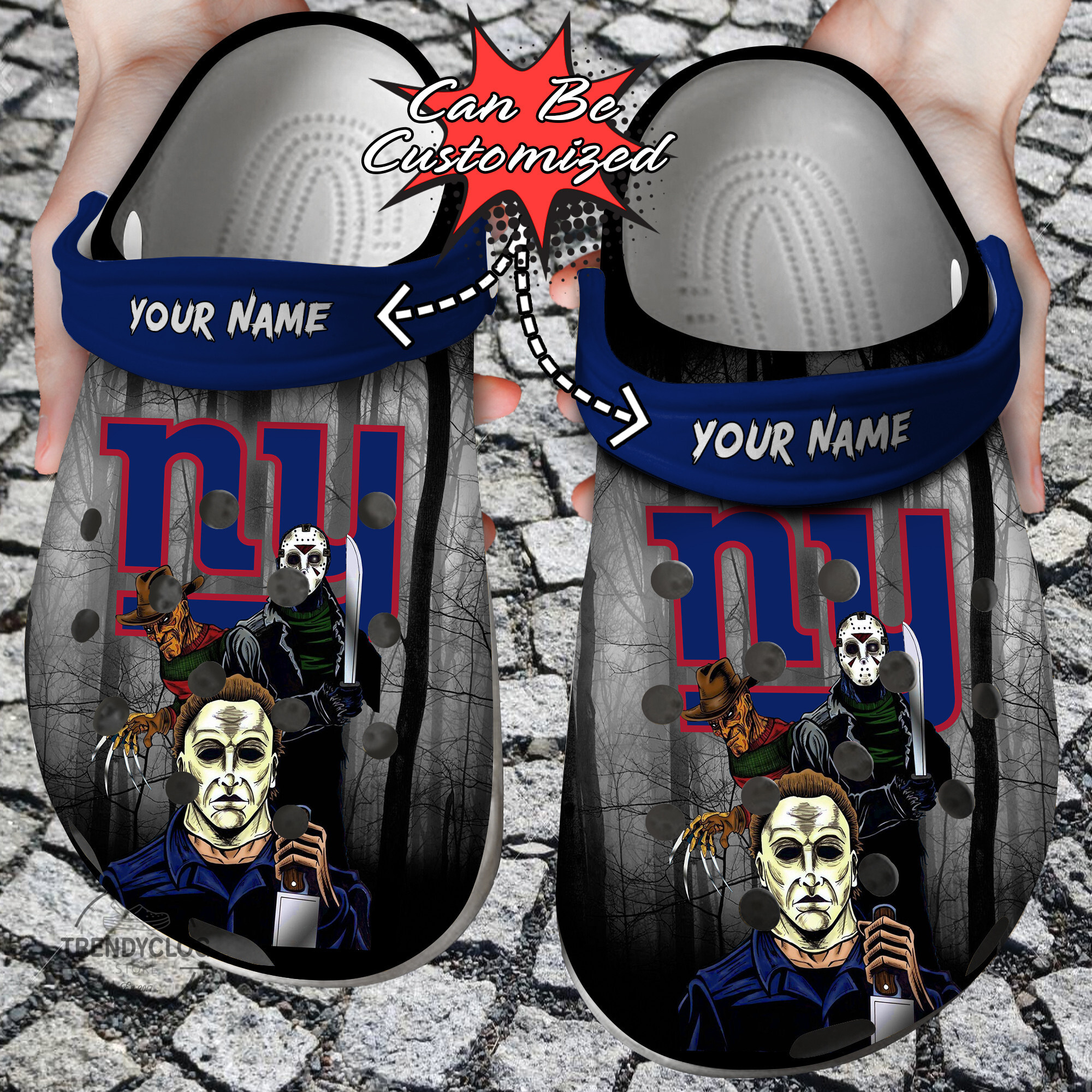 Halloween Crocs - Personalized NY Giants Horror Movie Clog Shoes