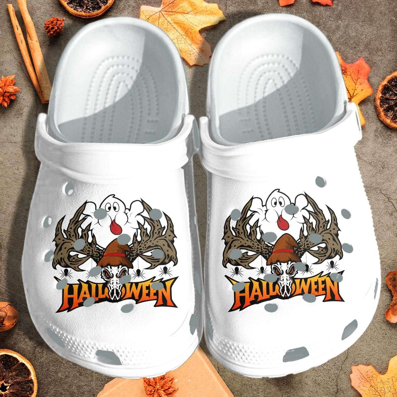 Halloween Cute Ghost With Crocs Classic Clogs Shoes