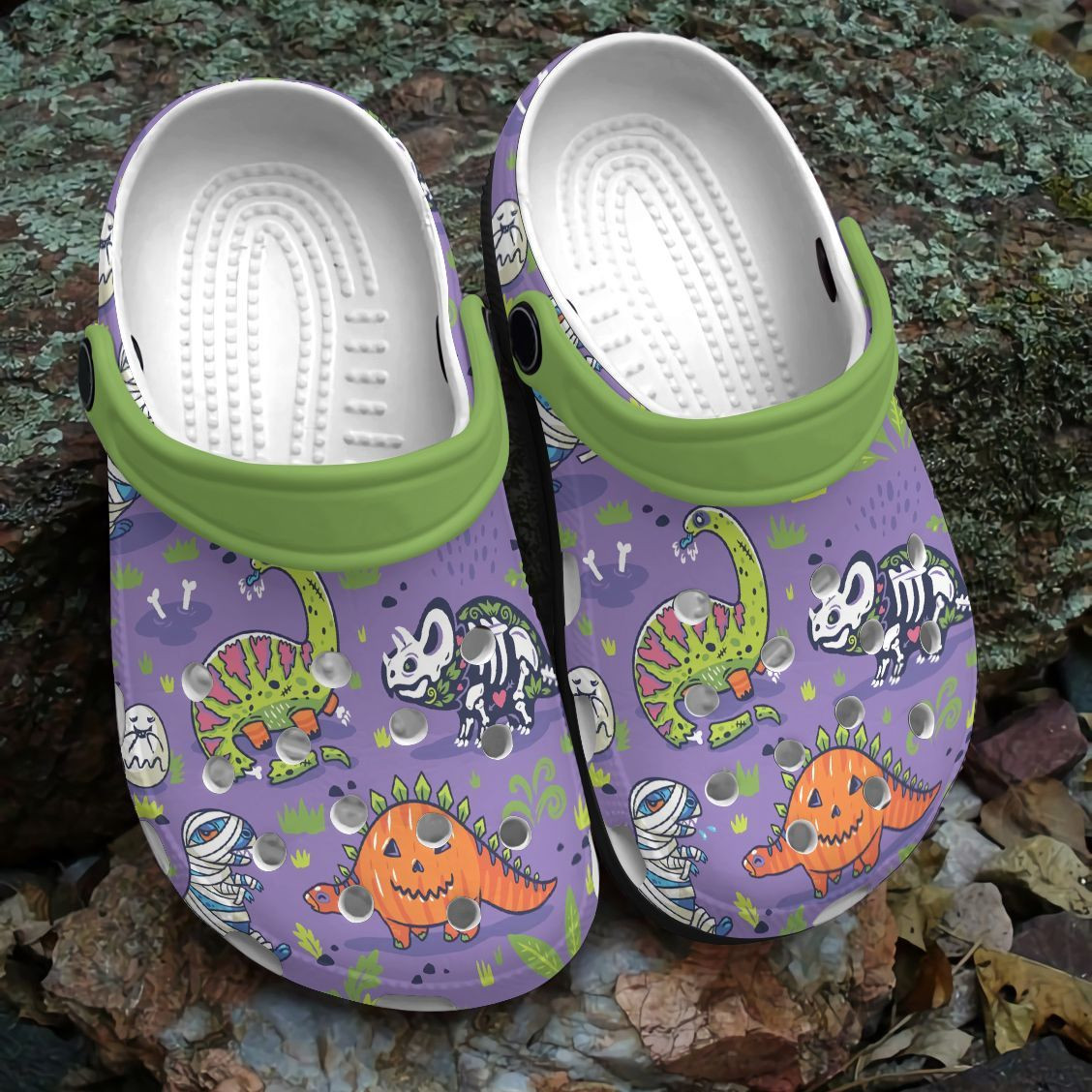 Halloween Dinosaur Personalized Clog Custom Crocs Comfortablefashion Style Comfortable For Women Men Kid Print D