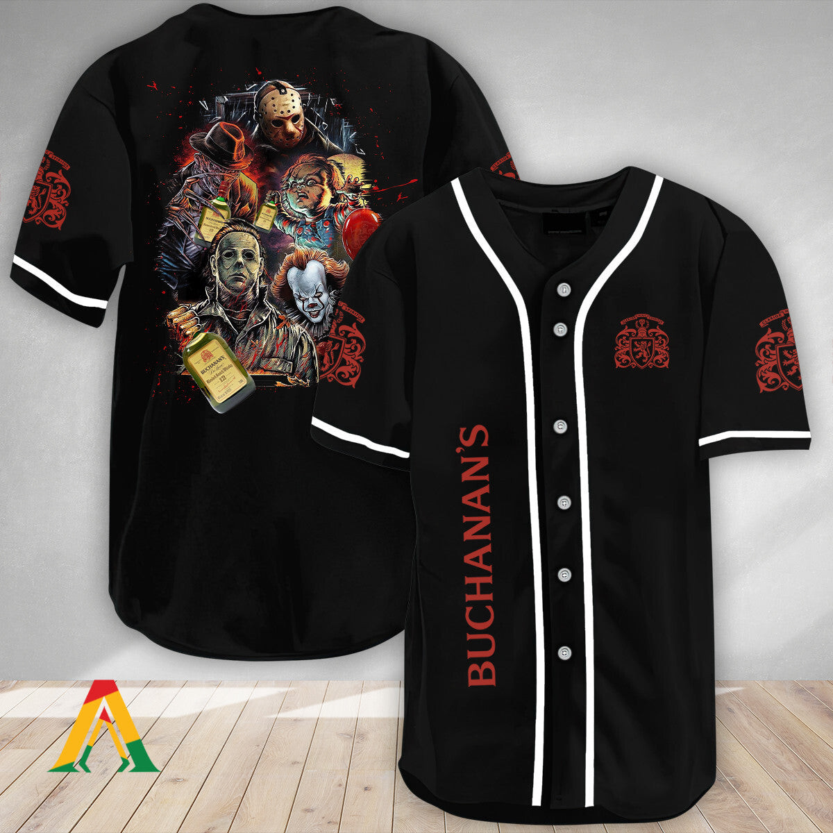 Halloween Horror Characters Buchanans Whisky Baseball Jersey