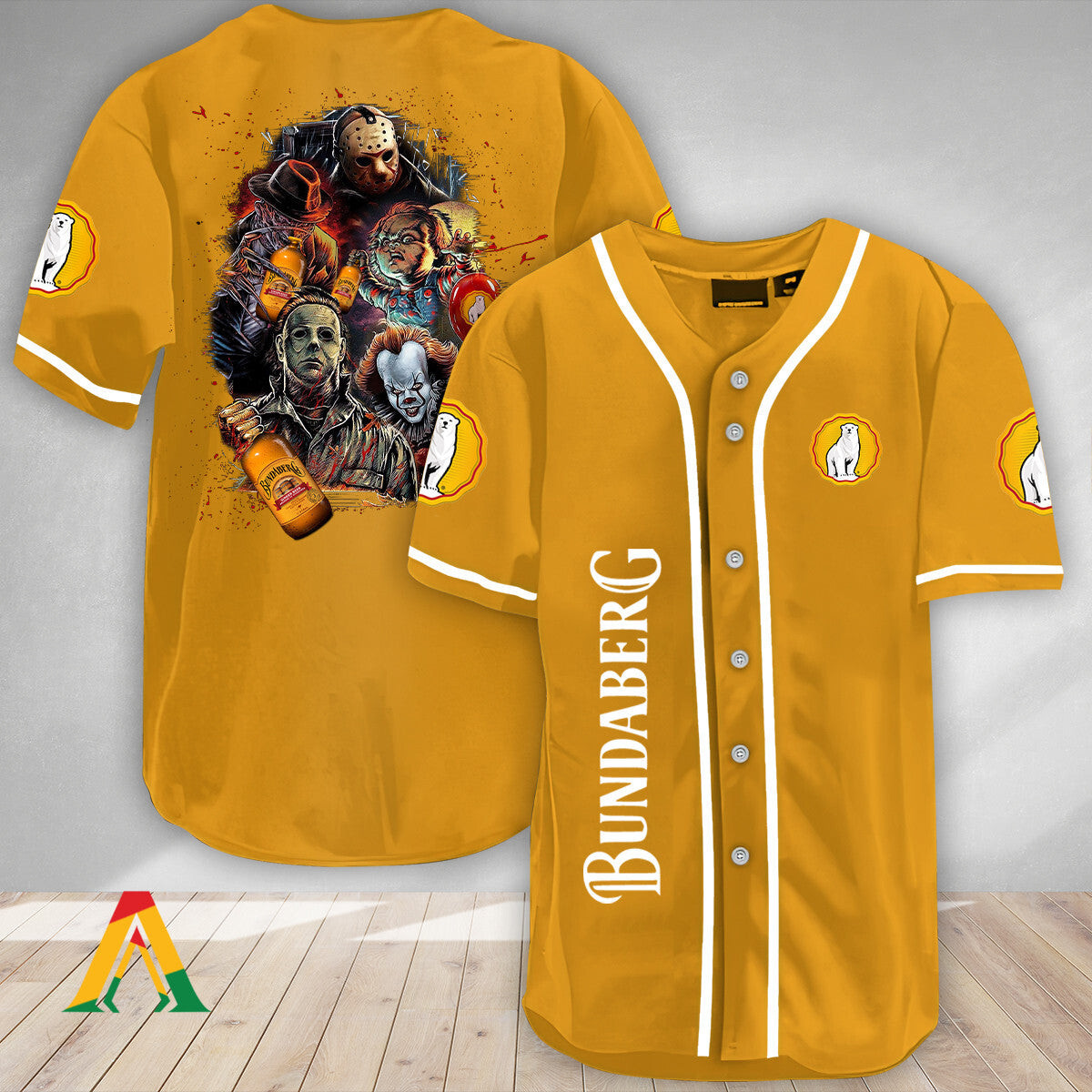 Halloween Horror Characters Bundaberg Rum Baseball Jersey