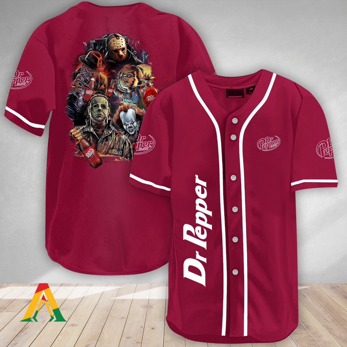 Halloween Horror Characters Dr Pepper Baseball Jersey